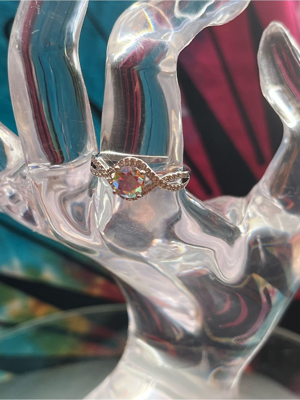Fantasy Blue Moissanite Ring — Size 9